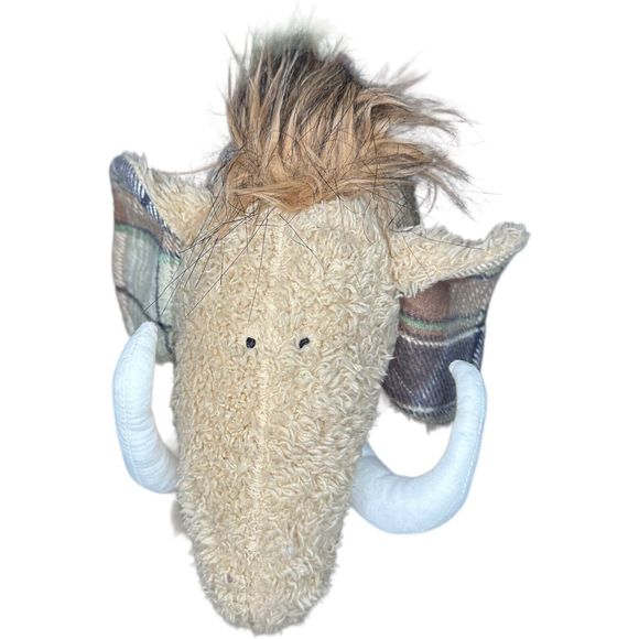 Wooly Mammoth Avida Toys Plush Stuffed Animal Rustic Artistic Plaid Ears 8” - Picture 3 of 11